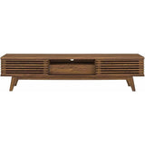 70" Mid-Century Modern Low Profile Entertainment TV Stand, 70 Inch, Walnut Walnut