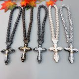 GS111 Cross Holy Image Resin Paintings Fine Beads Decoration Religious Redemption Belief 3D Stereo Car Pendants NecklaceOrnament