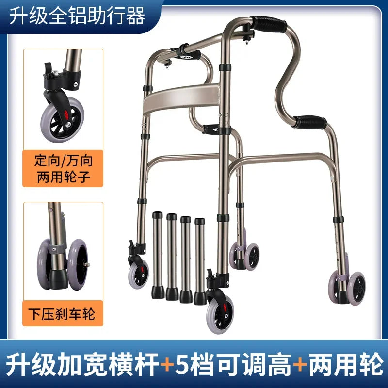 Four-Legged Aluminum Alloy Crutches for Elderly Anti-Skid Mobility Aids Durable Walking Stick for Fracture Support