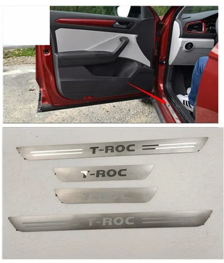 For Volkswagen T-ROC 2017-2023 stainless steel car trunk threshold guard plate Welcome pedal anti-scratch car accessories