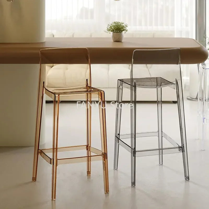 Nordic Acrylic Transparent Bar Chairs Modern Backrest Household Design Bar Chairs High Stools Muebles Household Items WZ50BC