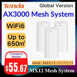 WIFI 6 AX3000 Mesh Router Tenda WiFi Router 2.4G 5Ghz Full Gigabit Router Tenda  AC1200 Mesh system Router WIFI range Extender