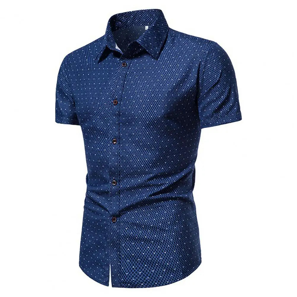 Men Shirt Formal Men Top Single-breasted Summer Top Lapel Summer Shirt Dot Print Shirt Business Shirt ropa hombre camisas