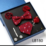 Fashion Men's Tie Gift Box Luxury Brand Necktie Bowtie Pocket Square Brooches Cufflinks Clips Suit For Party Wedding Man Gifts