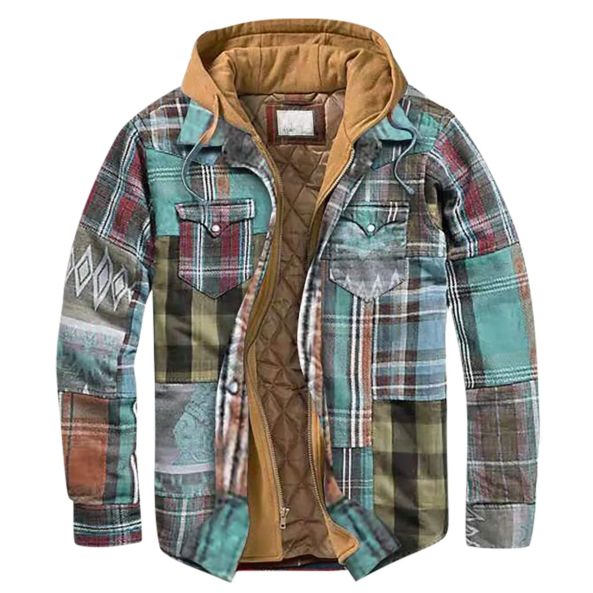 Men's coat Quilted Lined Button Down Plaid Shirt winter jacket for men Keep Warm Jacket With Hood winter outerwear ropa hombre