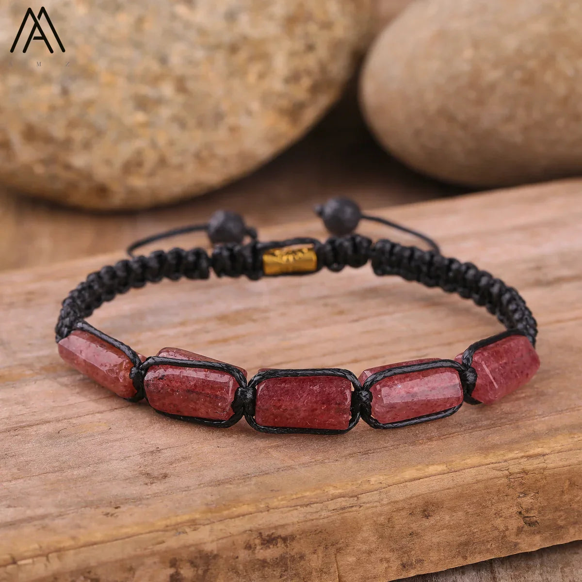 Natural Black Tourmaline Nugget Beads Knotted Handmade Woven Bracelet Women Stone Beads Braid Bracelet Adjustable N0456AMI