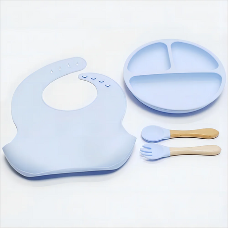 Children's silicone tableware sets baby complementary bowl baby eating fork and spoon set suction anti-fall