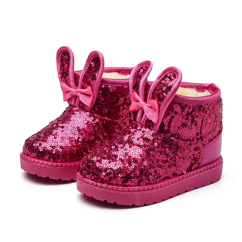 ботинки для девочки Girl Boot Winter Fashion Sequin Snow Boot Non-slip Warm kid Shoe Plush Cotton Shoe Kids Princess Ankle Boots