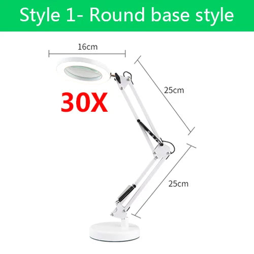 5x 30x Flexible Clamp-on Table Lamp with LED Light Third Hand Soldering Tool Desk Clamp USB Magnifier Welding/Reading Table Lamp