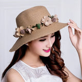 Wreath Straw Hats Summer Sun Hat Ladies Elegant Hat Female Vintage Hats Straw Beach Hats Flower String Woman Hat