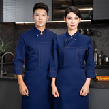 grey Chef uniform Long Sleeve chef jacket Cook Coat Chef T-shirt Baker Work Uniform Waiter Restaurant Hotel Clothes women Logo