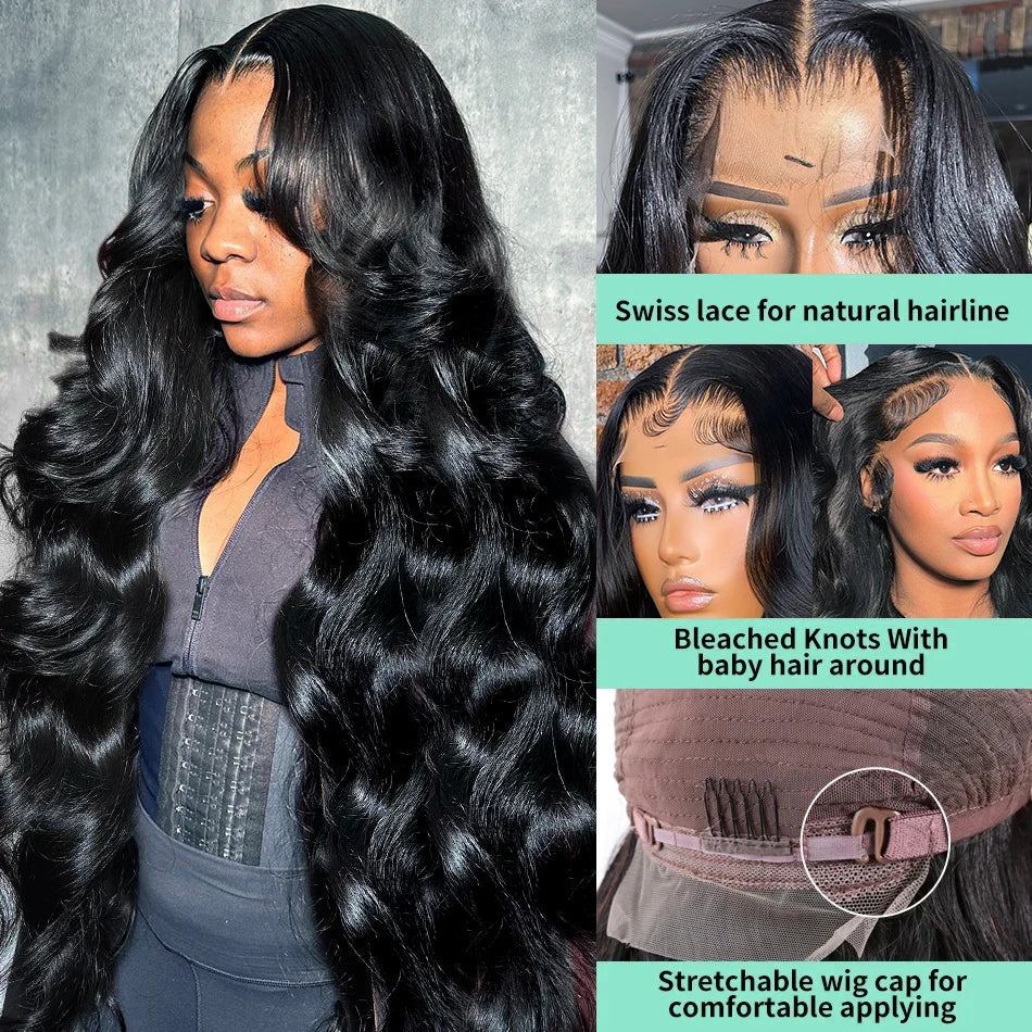 180% HD 13x6 Lace Front Human Hair Wigs 40 Inches Transparent Body Wave 5x5 Glueless Ready To Wear 13x4 Lace Frontal Wig