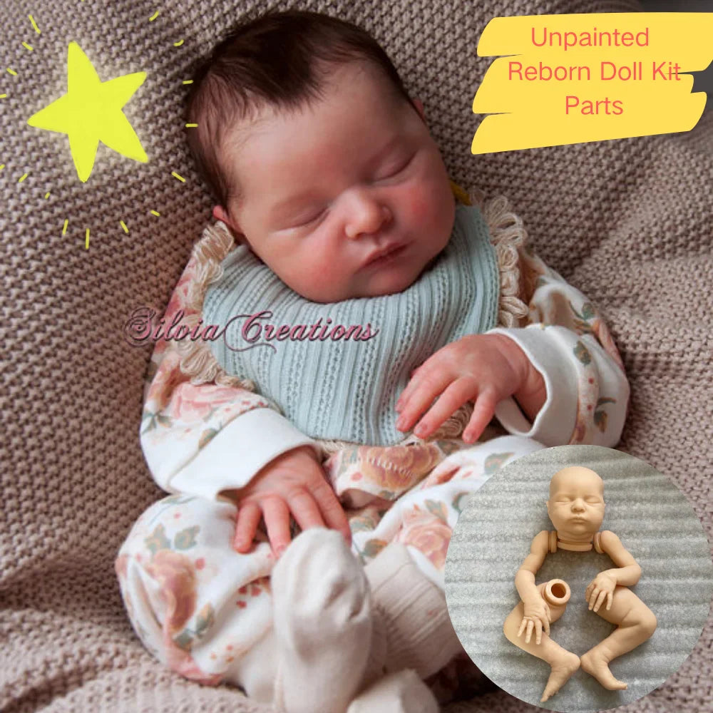 New 20.5 Inches Unpainted Reborn Doll Kit Laura With Cloth Body Unfinished Vinyl Blank Reborn Baby Kits Parts