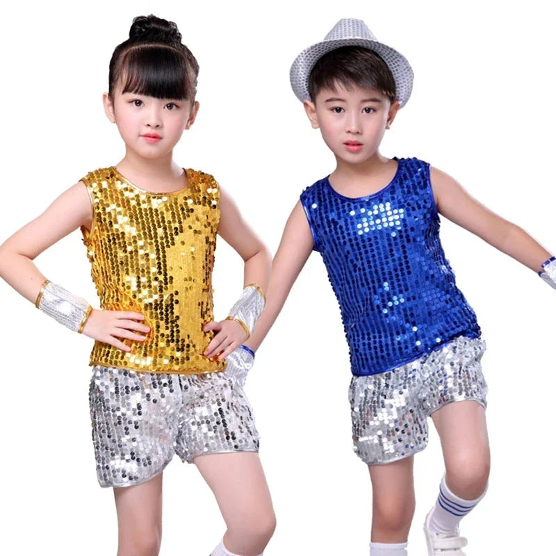 Children's Jazz Dance Suits Children's Day Sequined Costumes Street Dance Suits Boys and Girls Dance Performances Costumes