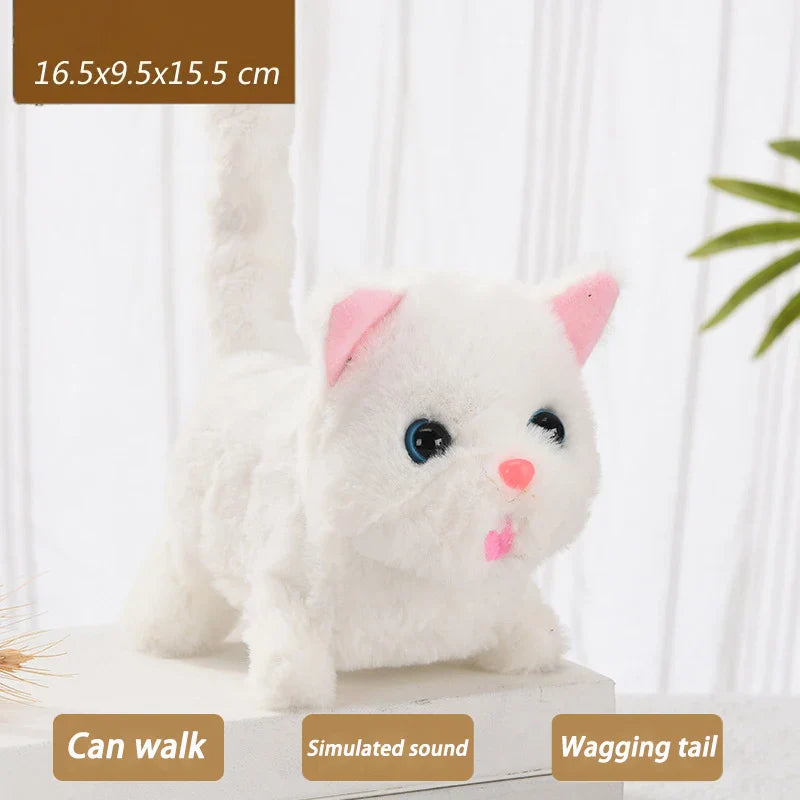 New Walking Kitty Plush Toy Electric Interactive Cat Stuffed Animal Meowing Tail Wagging Head Nodding Cat Pet Toy For Kids Gift