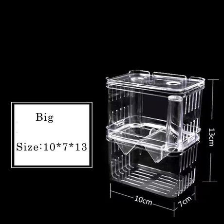 Double-Deck Clear Fish Breeding Isolation Box Aquarium Breeder Fish Tank Hatching Incubator Fish House Home