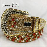 Rhinestone Belts for Women Luxury Diamond Strap Cowgirl Cowboy Bling Crystal Pin Buckle Studded Mens Belts