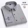 M~6XL Men's Shirt Long Sleeve Cotton Oxford Fashion Casual One Pocket Regular Fit Striped Business Formal Shirt