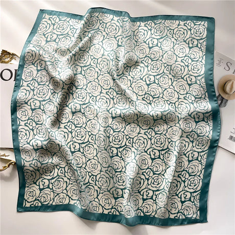 2023 Fashion Wraps Satin Hijab Luxury Square Scarf for Women Hair Bands Ribbon Headband Silk Shawl Neckerchief Female Bandana