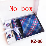 Ties For Men Luxury Tie Set Gift Box Jacquard Necktie Pocket Square Clip Cufflinks Handkerchief Corbata