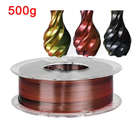 Tri-Color 3D Printer Filament PLA Silk Tricolor for 3D Printing Materials 1.75mm Sublimation Products 1KG 500g 250g Multicolor