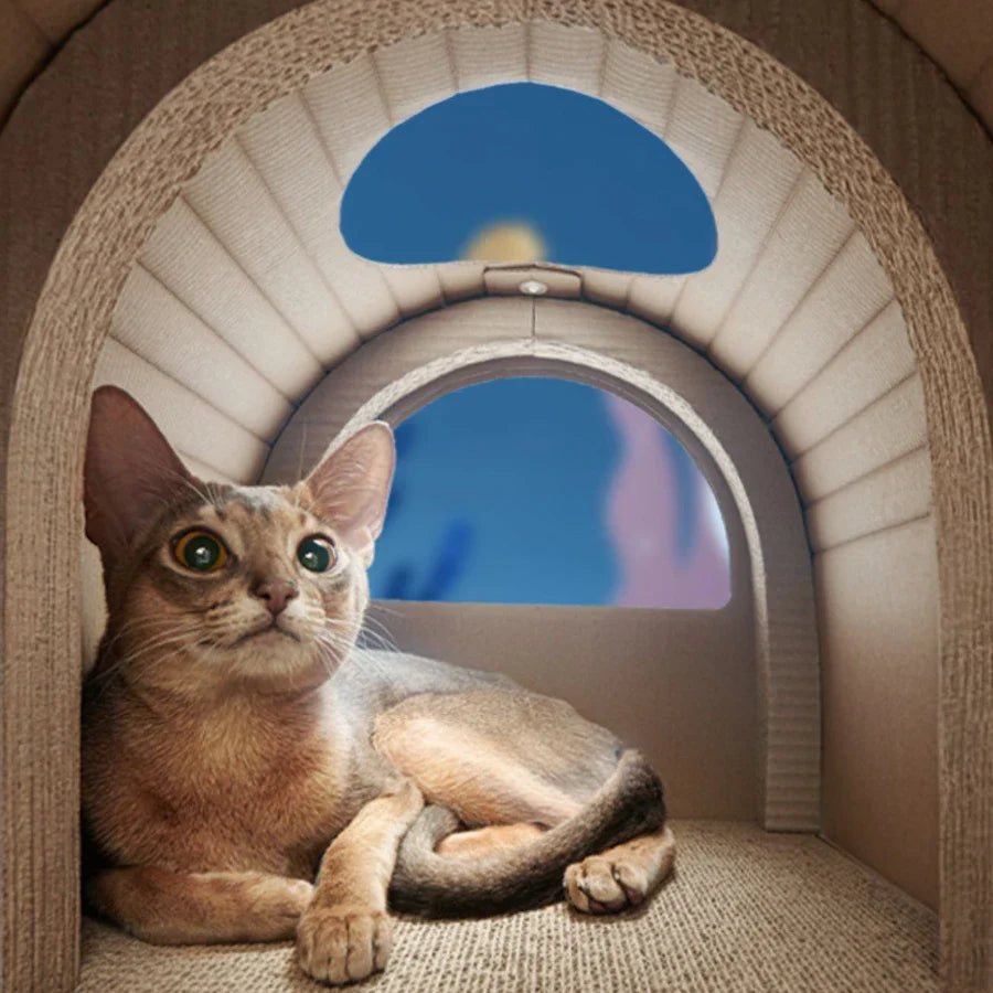 Cardboard Cat House Habitats Light Weight Small Animal Villa Cats Bed Kitten Furniture Toys Tapis Chat Gamelle Pet Supplies