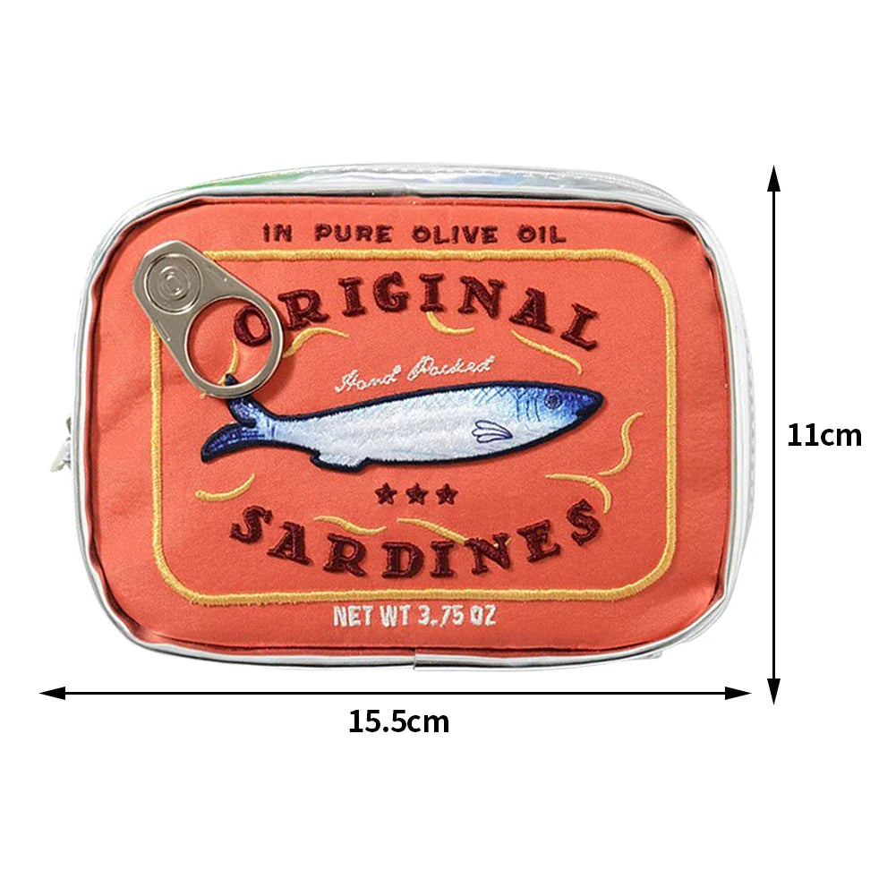 Canned Sardines Women Travel Cosmetic Bag Cute Toiletry Bag Creative Portable Fashion Zipper Multi-function for Weekend Vacation