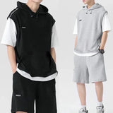 Summer Men's Large Size Sports Suit Breathable Casual Wear Wild High Street Chic Fake Two-piece Casual T-shirt Simple Shorts