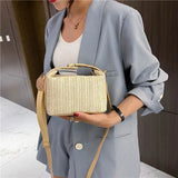 With Hardware Lock Crossbody Bag Trendy Large Capacity Simple Straw Handbag Soft Handle Beach Bag Women Girl New