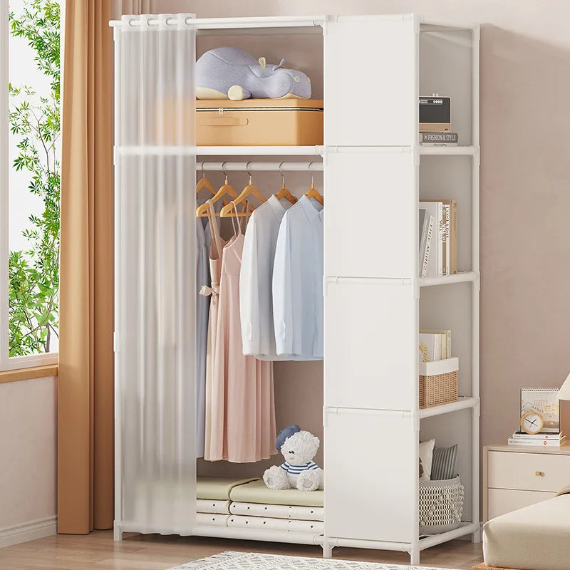 Simple Reinforced Wardrobe With Dust Proof Nonwovens Home Furniture Clothes Storage Rack Thick Steel Pipe Assembly Cabinet