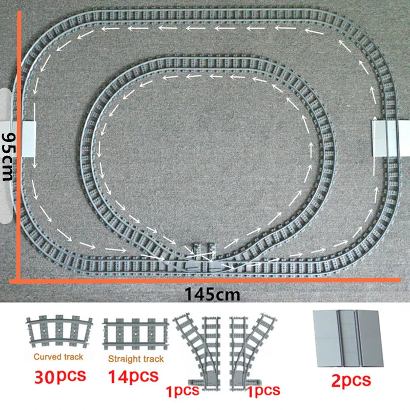 City Train Tracks Forked Flexible Railway Bridge Rail Viaduct Buliding Block Toy Straight Cruved Soft Track Bricks Leduo Gift