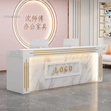 Modern Cash Register Clothing Store Counter Reception Desks Light Luxury Simple Hairdressing Beauty Salon Bar Table with Light