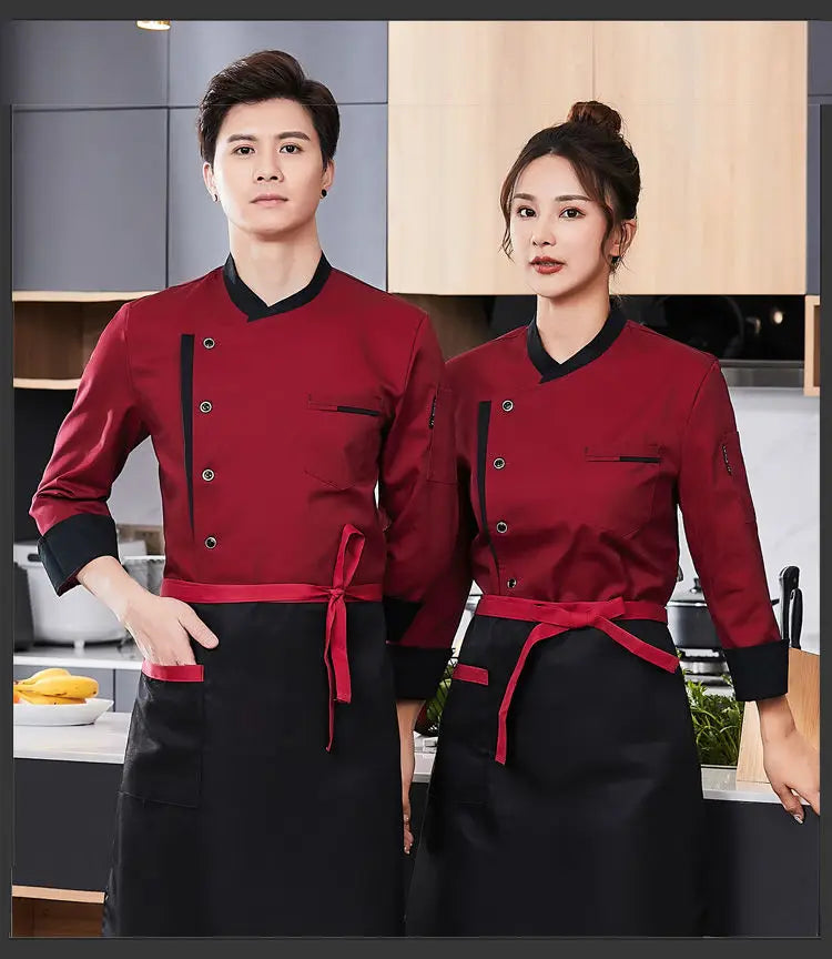 Restaurant Chef Jacket Top Long short Sleeve Hotel Cafe Kitchen Work Wear Bakery Cooking Tops Fast Food Chef Uniform for men