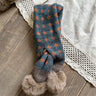 deer jonmi Korean Style New Winter Children Plaid Printed Scarves Pompon Patchwork Toddlers Kids Knitted Warm Shawl