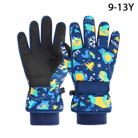 Winter Kids Ski Gloves for Boys Girls Snow Snowboard Warm Children Glove Waterproof Thicken Mittens Keep Finger Warmer 4-13Y