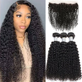 12A Kinky Curly Human Hair Bundles With Frontal HD Transparent 13x4 Brazilian Jerry Curl Weave Deep Wave Bundles And Closure