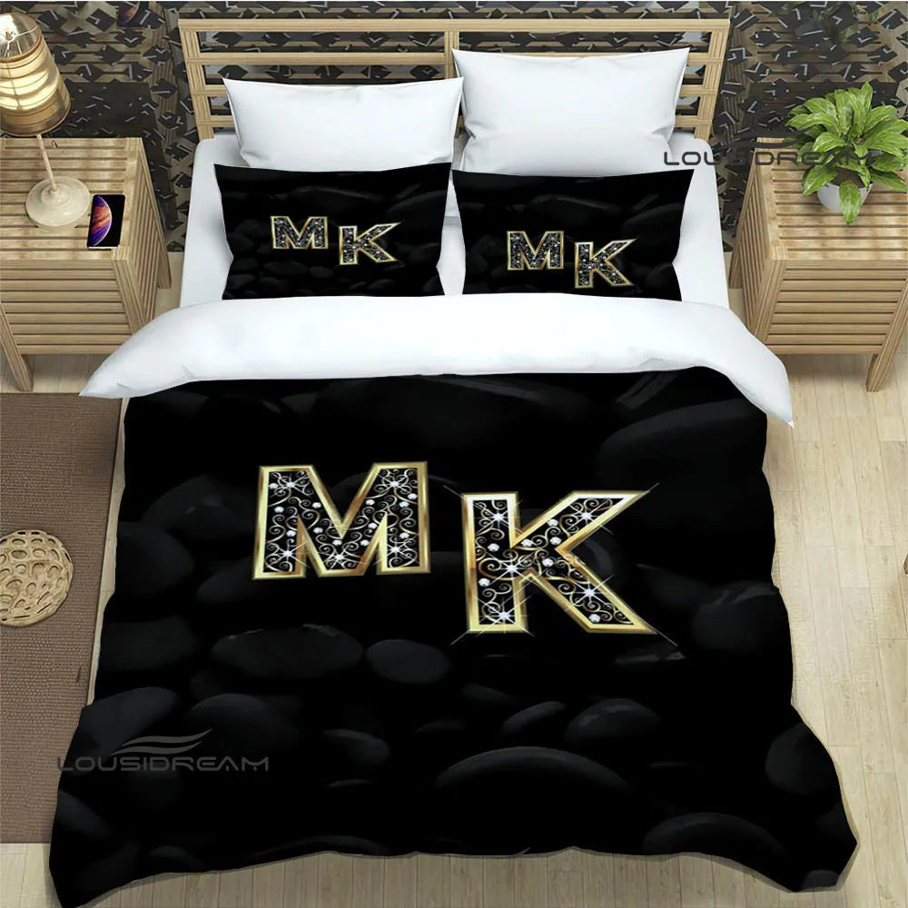 M-Michael-Kors logo printed Bedding Sets exquisite supplies set duvet cover bed comforter set bedding set luxury birthday gift