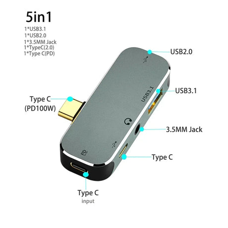 Powered Type C to USB TypeC to 3.5MM Jack USBC PD Type-C to HDMI Adapter Converter Hub Splitter Docking Station for MacBook