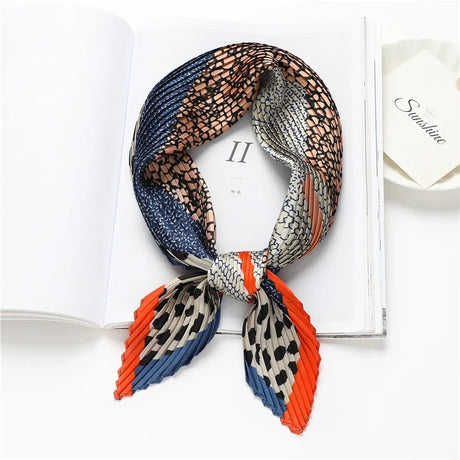 2023 Brand Crinkle Scarf Women Silk Satin Square Neck Tie Hand  Wirst Female Headscarves Bandana Shawl  Leopard Hair Foulard