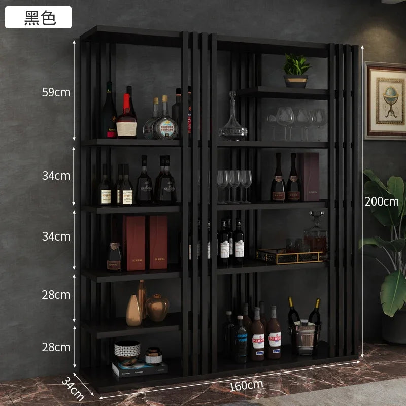 European Iron Bar Wine Cabinets Retro Display Cabinet Industrial Wind Bar Furniture Home Wine Rack Living Room Storage Display