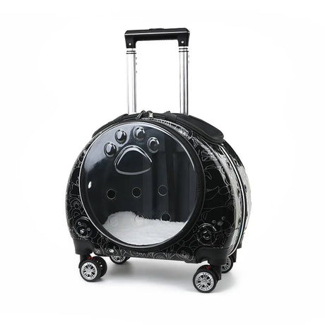 Pet Dog Cat Trolley Suitcase Luggage with Wheels Carrying Transparent Suitcase Breathable Pet Cat Carrier Backpack Pet Stroller