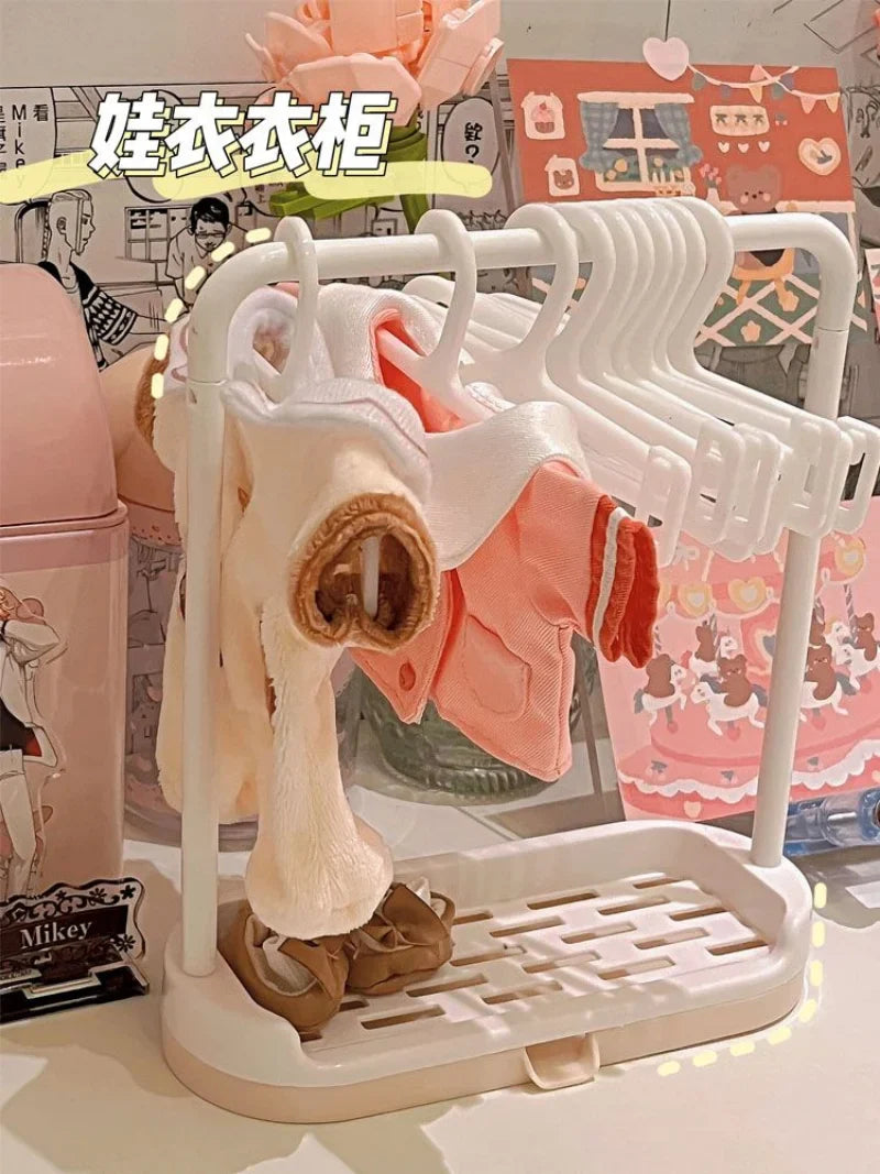 Dollhouse Simulation Plastic Miniture Doll Clothes Rack Garment Organizer Hanger for Doll Clothes Display Rack Accessories Toys