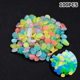 100pcs Garden Decor Luminous Stones Glow In The Dark Decorative Pebbles Outdoor Fish Tank Decoration Aquarium Accessories