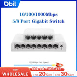 DBIT 5 /8 Port Gigabit Data Switch,Network Hub,Desktop Ethernet Splitter,Plug & Play Shielded Ports Fanless Quiet Mini Portable