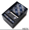 Luxurious Dropshipping 8 cm Birthday Gift Silk Tie Hanky Pocket Squares Cufflink Set Tie Clip Necktie Box Geometric