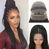 32" Full Lace Front Box Braided Synthetic Wigs Knotless Cornrow Braids Black Lace Frontal Wigs With Baby Hair for Women X-TRESS