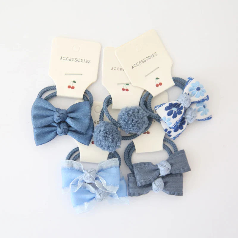 10Pcs/Lot  Children's Cute Headwear Hair Accessories Baby's Basic Bow Tie Band Set Small Scrunchie Kids Elastic Hair Ties