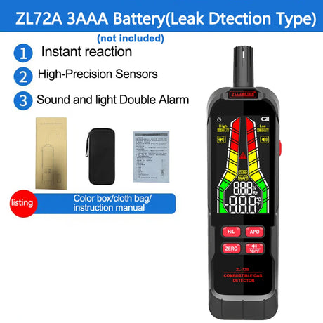 Handheld Combustible Gases Leak Detector Natural Gases Leakage Concentration Analyzer Meter Sound Light Alarm Function