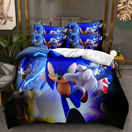 Sonic Simple Duvet Cover Single Piece Dormitory Upper and Lower Beds 1.5/1.8/2.0 Universal Duvet Cover Animation Derivatives