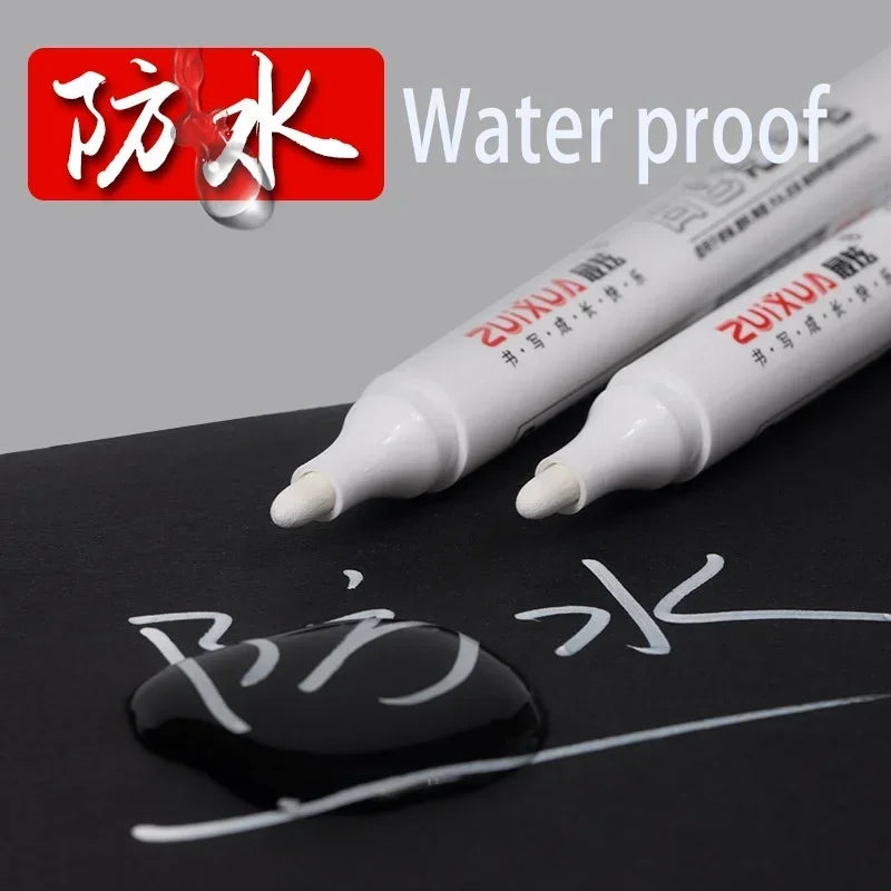 5 Pack White Comics Waterproof Marker Tire Marker Permanent Marker Painting Supplies Stationery Office Supplies